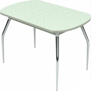 Раздвижной стол Ривьера мини хром №5, пластик (цветы серые/светло-серый) в Салехарде