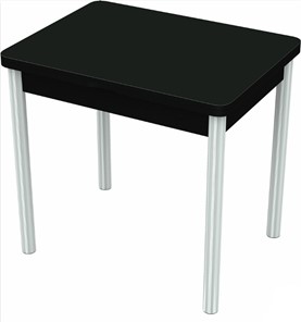 Кухонный стол раздвижной Бари хром №6 (стекло черное/черный) в Лабытнанги