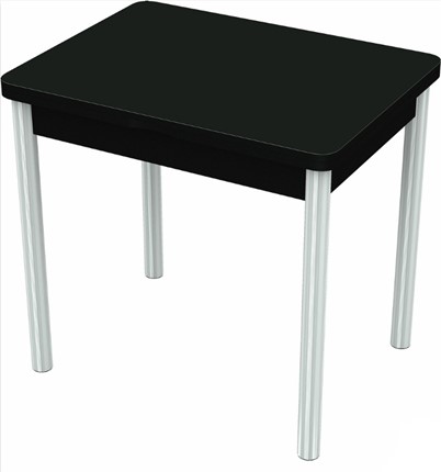 Кухонный стол раздвижной Бари хром №6 (стекло черное/черный) в Надыме - изображение