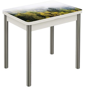 Кухонный стол раскладной Бари хром №6 (Exclusive h175/белый) в Надыме