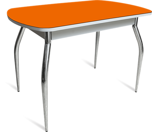Раздвижной стол ПГ мини СТ1 белое/оранжевое/35 хром фигурные гнутые в Салехарде - изображение