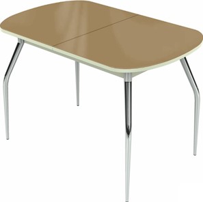 Раздвижной стол Ривьера исп.1 хром №5 (стекло капучино/белый) в Надыме