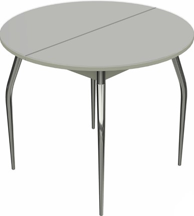 Кухонный стол раскладной Ривьера исп. круг хром №5 (стекло белое/белый) в Салехарде - изображение