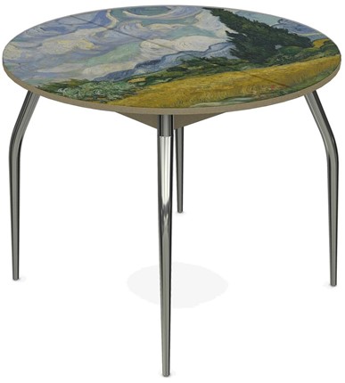 Кухонный раскладной стол Ривьера исп. круг хром №5 (Exclusive h254/белый) в Губкинском - изображение