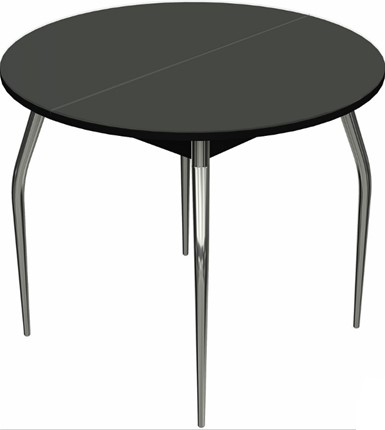 Стол раздвижной Ривьера исп. круг хром №5 (стекло черное/черный) в Тарко-Сале - изображение