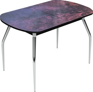 Кухонный стол раздвижной Ривьера исп.2 хром №5 (Exclusive h155/черный) в Надыме