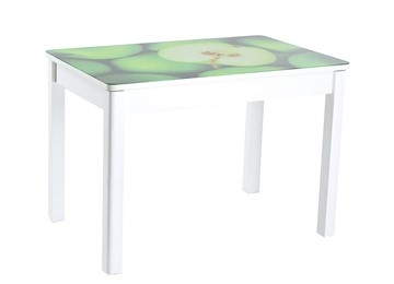 Стол со стеклянной столешницей Айсберг мини СТФ, белое лдсп/зеленые яблоки/40 прямые массив белые в Салехарде