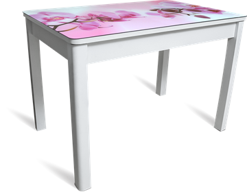 Обеденный стол Айсберг-08 СТФ, белое лдсп/орхидея/40 прямые массив белые в Ноябрьске