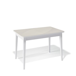 Обеденный раздвижной стол Kenner 1100M (Белый/Стекло крем глянец) в Надыме