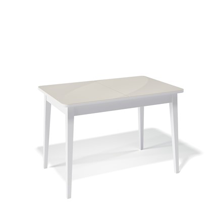 Обеденный раздвижной стол Kenner 1100M (Белый/Стекло крем глянец) в Салехарде - изображение