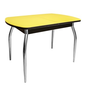 Кухонный раздвижной стол ПГ-01 СТ2, венге/желтое стекло/35 хром гнутые металл в Ноябрьске
