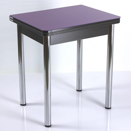 Кухонный пристенный стол СПА-02 СТ2, венге ЛДСП/стекло фиолетовый/39 прямые трубки хром в Салехарде - изображение