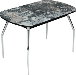 Кухонный стол раздвижной Ривьера исп.2 хром №5 (Exclusive h172/черный) в Лабытнанги