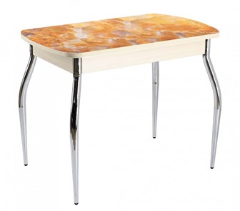 Кухонный раздвижной стол ПГ мини СТФ, дуб молочный лдсп/оникс/35 хром гнутые в Надыме