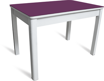 Кухонный обеденный стол Айсберг-05 СТ2, белое ЛДСП/фиолетовое стекло/40 массив белый в Муравленко