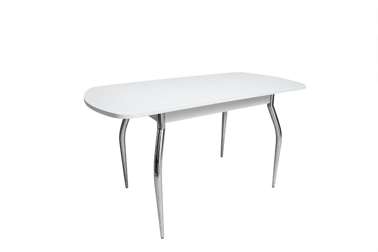 Обеденный раздвижной стол ПГ-02СТ белое/белое/крашенные фигурные в Лабытнанги - изображение 1