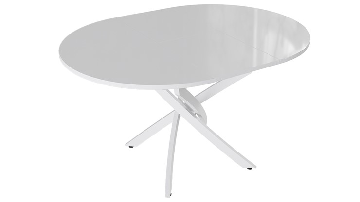Обеденный раздвижной стол Diamond тип 3 (Белый муар/Белый глянец) в Губкинском - изображение 1
