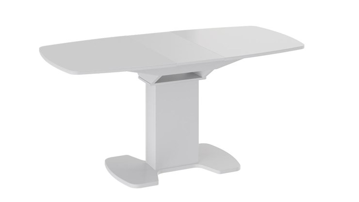 Кухонный стол раздвижной Портофино (СМ(ТД)-105.02.11(1)), цвет Белый глянец/Стекло белое в Надыме - изображение 1