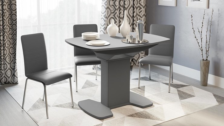 Кухонный раздвижной стол Портофино (СМ(ТД)-105.01.11(1)), цвет Серое/Стекло серое матовое LUX в Салехарде - изображение 1