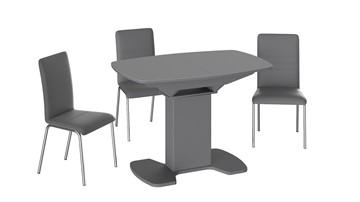 Кухонный раздвижной стол Портофино (СМ(ТД)-105.01.11(1)), цвет Серое/Стекло серое матовое LUX в Надыме - предосмотр 2