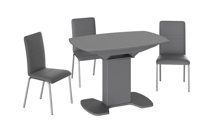 Кухонный раздвижной стол Портофино (СМ(ТД)-105.01.11(1)), цвет Серое/Стекло серое матовое LUX в Муравленко - изображение 2