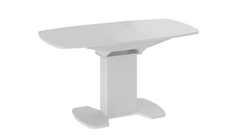 Кухонный раскладной стол Портофино (СМ(ТД)-105.01.11(1)), цвет  Белый глянец/Стекло белое в Салехарде - предосмотр 2