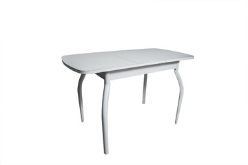 Кухонный раздвижной стол ПГ-01СТ белое/белое/хром фигурные в Лабытнанги - предосмотр 1