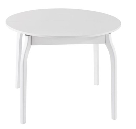 Кухонный стол раскладной ПГ-К ЛДСП, белый ЛДСП/45 гнутые массив белый в Салехарде - изображение