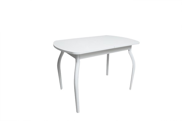 Обеденный раздвижной стол ПГ-02СТ белое/белое/крашенные фигурные в Надыме - изображение