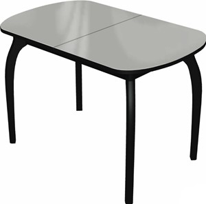 Кухонный стол раздвижной Ривьера мини дерево №1 (стекло белое/черный) в Надыме