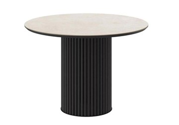 Керамический обеденный стол DikLine AKR120, керамика 120, STONE BEIGE PREMIUM CER/ЧЕРНЫЙ, (2 уп.) в Губкинском