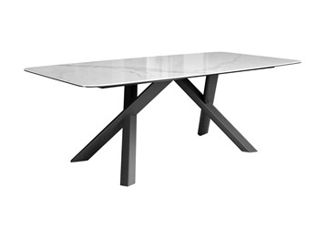 Керамический кухонный стол DikLine KS220 керамика Cloud (белый глянец C11)/опоры черные в Ноябрьске