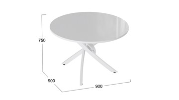 Кухонный стол Diamond тип 2 (Белый муар/Белый глянец) в Новом Уренгое - предосмотр 1