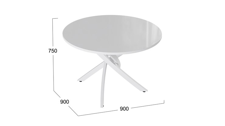 Кухонный стол Diamond тип 2 (Белый муар/Белый глянец) в Салехарде - изображение 1