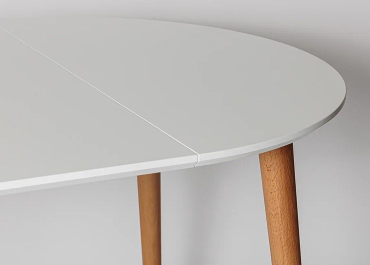 Кухонный раздвижной круглый стол Белая Эмаль д. 100 см МДФ ножки светлый орех в Салехарде - изображение 15