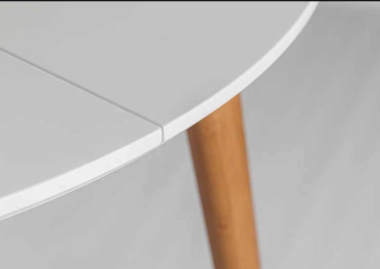Кухонный раздвижной круглый стол Белая Эмаль д. 90 см МДФ ножки светлый орех в Салехарде - изображение 19
