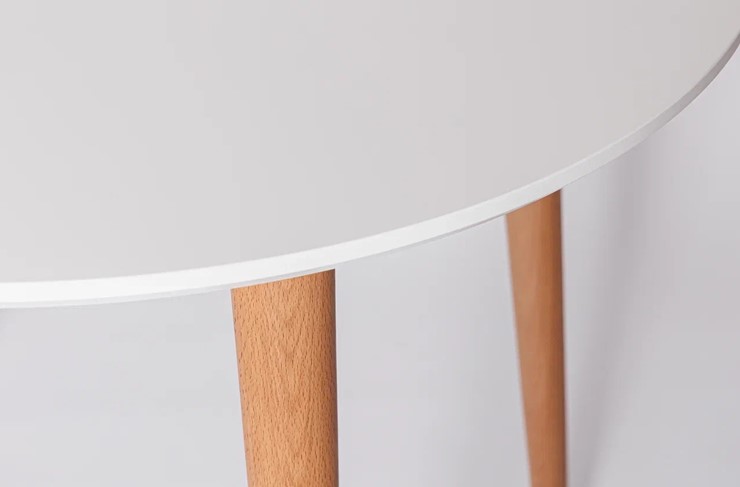 Кухонный раздвижной круглый стол Белая Эмаль д. 100 см МДФ ножки светлый орех в Салехарде - изображение 21