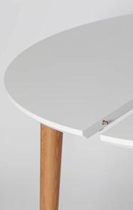 Кухонный раздвижной круглый стол Белая Эмаль д. 100 см МДФ ножки светлый орех в Салехарде - предосмотр 5