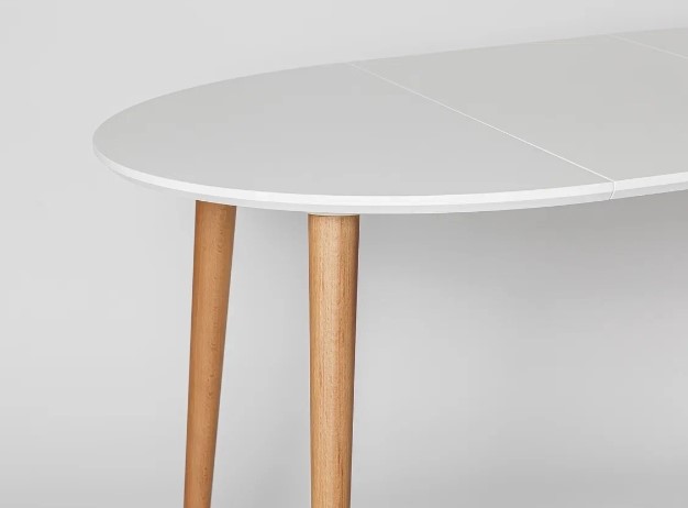 Кухонный раздвижной круглый стол Белая Эмаль д. 100 см МДФ ножки светлый орех в Салехарде - изображение 10