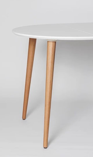 Кухонный раздвижной круглый стол Белая Эмаль д. 90 см МДФ ножки светлый орех в Салехарде - изображение 11