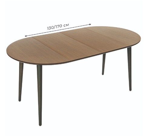 Обеденный круглый раздвижной стол Орех темный д. 90 см МДФ в Салехарде - изображение 5