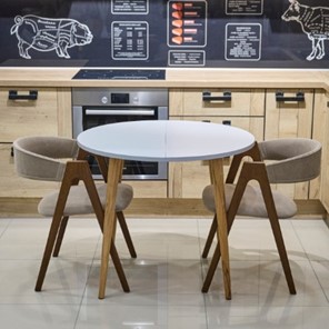 Кухонный раздвижной круглый стол Серый камень 90*90 см ЛДСП в Салехарде - предосмотр 15
