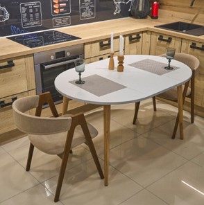 Кухонный раздвижной круглый стол Серый камень 90*90 см ЛДСП в Салехарде - предосмотр 5