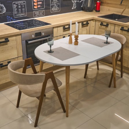 Кухонный раздвижной круглый стол Серый камень 90*90 см ЛДСП в Салехарде - изображение 5