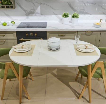 Кухонный раздвижной круглый стол Серый камень 90*90 см ЛДСП в Салехарде - изображение 6