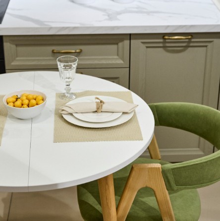 Кухонный раздвижной круглый стол Серый камень 90*90 см ЛДСП в Салехарде - изображение 10