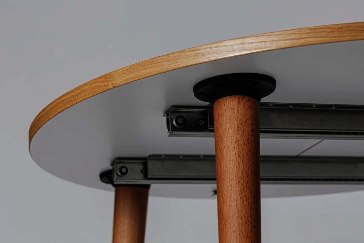 Кухонный раздвижной круглый стол Шпон Дуба д. 90 см МДФ в Салехарде - изображение 7