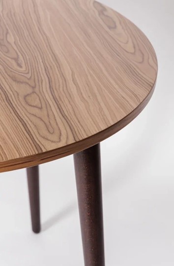 Кухонный стол круглый Шпон Ореха д. 100 см МДФ ножки вишня в Салехарде - изображение 1