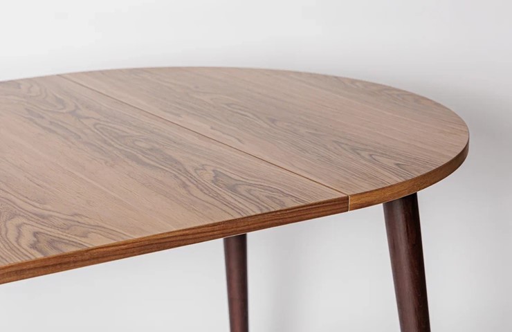 Кухонный стол круглый Шпон Ореха д. 100 см МДФ ножки вишня в Салехарде - изображение 17