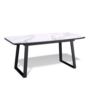 Обеденный раздвижной стол AZ1400 (черный/керамика мрамор белый) в Салехарде